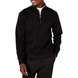 Amazon Essentials Herren Fleece-Sweatshirt mit Langen Ärmeln und Viertel-Reißverschluss, Schwarz, M