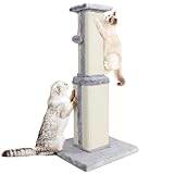 HEVOL Kratzbaum, 80cm Hoch Kratzsäule, Katzenbaum, Kratzstamm für Mittelgroße und Klein Katzen, Natürlichem Sisalstamm Katzenkratzbaum mit Interaktiven Plüschball, Beige
