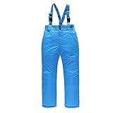 Klassische Winterhose für Jungen, isoliert, für Schnee, Schnee, Lätzchen, Skihose, Schneeanzug, Hose, Skikleidung für Kinder (Blau, 7–8 Jahre)