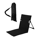 Fonowx Strandsitze, Kissen, Bodenstuhl mit Rückenlehne, niedriger Sitz, Campingstühle, tragbar, mit Tragetasche für Konzerte, Bergsteigen, Reisen, Schwarz