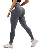 DOULAFASS Versteckte Scrunch Leggings mit Taschen Push Up Sportleggins Damen Lang Blickdichte High Waist Yoga Leggings