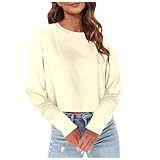 Herbst Kleidung Damen t-Shirt Damen Baumwolle legere Passform leicht atmungsaktive Oberteil Tops Tunika für Frauen Satin Bluse Dirndlbluse Spitze 3/4 arm Damen Longshirt t-Shirt Damen große