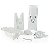 Börner Gemüsehobel V3 (Plus Set) • V-Hobel Set mit Auffangschale & Spiralschneider • Verstellbarer Gemüseschneider für Scheiben, Stifte, Würfel • Küchenhobel Set • Farbe: Weiß