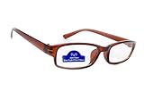 MFAZ Morefaz Ltd Slim Damen Herren Lesebrille +0.50 +0.75 +1.0 +1.5 +2.0 +2.5 Blue Light Filter Brille Blendschutz, Kratzfestes Objektiv Computer TV Anti Glare (0.5, Brown)