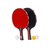 CORHAD 1 Satz Tischtennisschläger mit Bällen Schläger-Bundle-Kit Basketball-Schlüsselanhänger Tischtennisausrüstung Pongschläger und -bälle tischtenniskellen Table Tennis bat Bambus rot