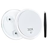 MIYADIVA Vergrößerungsspiegel, 30X Vergrößerungsspiegel Saugnapf für Vergrößerungs-Makeup-Spiegel, 30X Reise Spiegel Stick auf Duschspiegel für Zupfen Augenbrauen 6 Zoll