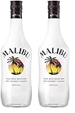 Malibu Caribbean Rum – Fruchtiger Likör auf Rum-Basis mit natürlichem Kokosaroma – Leichte Spirituose, ideal für Longdrinks oder Cocktails – 1 x 1 l (Packung mit 2)