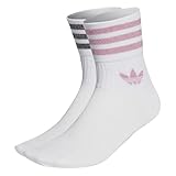 Adidas Originals Weiße Trefoil-Socken mit mittelhohem Schnitt, 2er-Pack