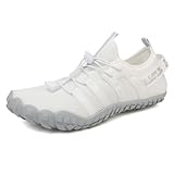 ziitop Wasserschuhe für Damen und Herren Barfußschuhe Unisex Badeschuhe Schnell Trocknend Strandschuhe Leicht Fitnessschuhe Weich Surfschuhe Poolschuhe für Tauchen,Surfen,Wandern,Yoga(Weiß Grau,39EU)