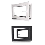 Kellerfenster - Kunststoff - Fenster - innen weiß, außen anthrazit - BxH: 80 x 40 cm - 800 x 400 mm - DIN Links - 3 fach Verglasung - 60 mm Profil
