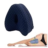 Revoget Ausrichtungskissen, Beinausrichtungskissen mit verstellbarem Gurt, Hüftstützkissen, Memory-Schaum-Kniekissen zur Entlastung des Drucks auf den unteren Rücken, Beine, Knie (Dunkelblau)