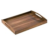 Zassenhaus Serviertablett Holz | mit Tragegriffen | 53×41×7cm | aus nachhaltig angebautem Akazienholz | Holztablett rechteckig | Teetablett