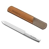 MR.GREEN Nagelfeile, Professionelle Doppelseitige Nagelpfeile, Solingen Edelstahl Nagelfeilen mit Rutschfestem Griff Reinigungsspitze und Lederetui, Premium Nail File für Damen& Herren