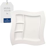 Villeroy & Boch - NewWave Spezialteller 27 cm Weiß, Spülmaschinenfest, Mikrowellensicher, Servierteller, Teller Weiß, Teller mit Unterteilung, Snackteller mit Fächern, Geschirr, Premium Porzellan