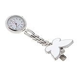 zalati Arzt Krankenschwester Uhr Clip auf Quarzuhr Brosche Schmetterling Frauen Damen Brosche Uhr Geschenk - Weiß, Modern