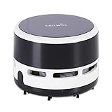 Tihoo tenwin Tragbarer Mini-Desktop-Staubsauger, kabellos, batteriebetrieben, Tastatur, Laptop, Desktop-Reinigung, Home Office, Schwarz