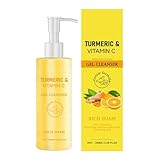 Kurkuma -Gesichtsreiniger, leichtes Gewicht, 100 ml, feuchtigkeitsspendendes Gesichtswaschen, leichte flüssige Reinigungsgel, sanfte Reinigung, für Haut Schönheit tägliche Morgennacht Männer reisen Ma