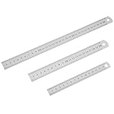 3 Stück Edelstahl Lineale Metall Lineal Mit Doppelseitenskala Kante Stahllineal Gerader Rand Lineal Messwerkzeug Metall 15cm 20cm 30cm Für Lehre Büro Zeichnen Engineering