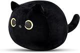 DNFASCHI Schwarze Katze Plüschtier Umarmung Spielzeug - Stofftier Kopfkissen Plüsch Katzenform Kissen - Plüschtier Katze Geschenk Puppe quetschbar und druckentlastend (Schwarz 20cm)