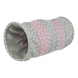 Trixie 4291 Spieltunnel, Fleece, ø 25 × 50 cm, grau/rosa