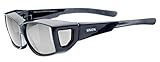 uvex ultra spec l - Sportbrille für Damen und Herren - verspiegelt - für Brillenträger geeignet - black - one size