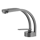 Geometric Visual Basin Faucet, Bathroom Faucet Mixer Tap Brass Wash Basin Faucet, Single Handle Hot and Cold Lavotory Faucet,Gold (Grey) HuAnGaF