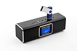 Musicman MA Soundstation Stereo-Lautsprecher mit intergriertem Akku und LCD Display (MP3 Player, Radio, MicroSD Kartenslot,USB Steckplatz) schwarz