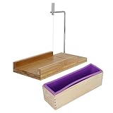 DIY-Seifenschneider-Set, handgefertigtes Seifenherstellungsset, wiederverwendbare Seifenschneiderbox aus Holz mit Silikonauskleidung, antihaftbeschichtete Oberfläche für Seife, (Set 4