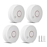 Rauchmelder 10-Jahres-Garantie Feuermelder Austauschbare 9V-Batterie für Rauchmelder, DIN EN14604 & BSI-Zertifiziert 4 Stuck