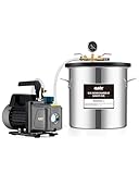 Orion Motor Tech Vakuumpumpe Vakuumkammer mit Pumpe Vakuumkammer Entgasung Harz 3.5CFM mit 19L Edelstahl Vacuum Chamber 100L/min mit Deckel aus gehärtetem Glas 1/4HP 5Pa HVAC-Vakuumgeräte