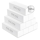 INLAQ® Premium Weiß Polierblock - 10 Stück | Professionelle Qualität für Gel, Acryl und klassisches Nagellack-Styling | Glättet und ebnet die Nageloberfläche | 100/100 Körnung