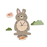 Cabilock Wanduhr Cartoon Moderne Leise Wanduhr Für Kinderzimmer Mit Präzisen Zeigern Umweltfreundliches Material Kreatives Kaninchen Design Für Stilvolle
