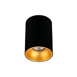 EDO Aufbaustrahler Aufbauleuchte ZAMA BLACK GOLD GU10 Deckenleuchte Aufputz mit GU10 Fassung 230V rund schwarz/gold Strahler Deckenlampe Aufbau-lampe Downlight aus Aluminium Aufbauspot EDO777343