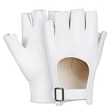 Beavorty 1 Paar Damenhandschuhe Leichte Handschuhe Damenhandschuhe Modische Halbfingerhandschuhe Für Damen Bikerhandschuhe Für Damen Damenhandschuhe Cosplay Handschuhe Kunstleder Weiß