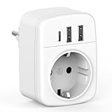 Mehrfachsteckdose mit 3 USB, Mehrfachstecker für USB Steckdose, Steckdosenleiste mit 3 USB Steckdose, Doppelstecker für USB Steckdose, Steckdose mit USB (Weiß)