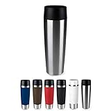 Emsa 515614 Travel Mug Classic Grande, 500ml , Thermobecher , Isolierbecher , hält 6h heiß , 12h kalt , auslaufsicher , Easy Quick-Press-Verschluss , 360°-Trinköffnung , Edelstahl