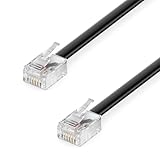deleyCON 0,5m Telefonkabel RJ11 Modularkabel 6P4C Westernkabel RJ11 auf RJ11 Stecker Flachkabel Telefondose Modem Router Fax ISDN DSL VDSL Internet Schwarz