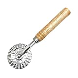 Teigschneider – Rad Nudelschneider | Raviolischneider | Nudelschneider mit geriffeltem Rand aus Edelstahl mit Holzgriff | Rollschneider für zu Hause