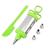 Spritzen-Spritzpistole zum Backen von Kuchen Stainless Steel Cookie Decorating Sets Biscuit Press Maker DIY Pastry Syringe Extruder Nozzles Kitchen Baking Tools Kuchen mit Gebäck-Presspistole(Green)