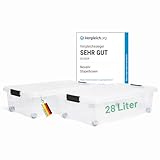 Novaliv 2x Unterbettkommode mit Rollen 28L Aufbewahrungsbox Deckel transparente Nestbar stapelbare mit Clipverschluss Rollkiste BPA-frei 61x40x17 cm
