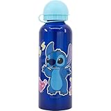 CARTOON Kinder Trinkflasche Stitch Disney Aluminium Flasche 530ml mit Ausgießer und Deckel