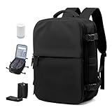 wassdins Vakuum-Reiserucksack mit Pumpe, Handgepäck-Rucksack für Flugreisen zugelassen, XL, Schwarz, Reiserucksäcke
