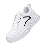 Sportschuhe Jungen 40, Weiß Boardschuhe Bequeme Joggingschuhe Flach Sneakers Atmungsaktive Laufschuhe Rutschfest Turnschuhe Riemchen Freizeitschuhe Outdoor Tennisschuhe Straßenlaufschuhe