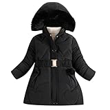 Winterjacke Mädchen Daunenjacke Winter Thermal Gefüttert Wintermantel Kinder Dicke Steppjacke Lange Winddicht Kapuzenjacke Outdoor Puffer Jacket Niedliche Einfarbig Daunenmantel 2-14 Jahre