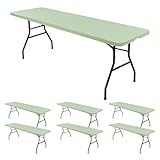 Tischkappen, Stretch-Stoff, passend für 20,3 cm große Tische, Spandex-Tischdecken, waschbar, elastisch, rechteckig, Tischschutz, für drinnen und draußen, Party, Picknick, Hochzeit, Salbeigrün, 76,2 cm
