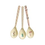 Rice Teelöffel 3er-Set - Christmas Print - Geschirr Melamingeschirr Kindergeschirr Kinder Camping BBQ Picknick Bruchsicher BPA-frei Wiederverwendbar Plastikgeschirr