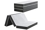 Twirest Klappmatratze Faltbare Gästematratze 120 x 195 x 15 cm Waschbar & Klappbar 4-teilige Faltmatratze mit abnehmbarem Bezug für Reisen Camping Gästebett Grau