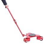 2T Panzerrollen Schwerlast Maschinenroller Möbel Transportroller mit 3 PU-Roller, 360° Drehteller und verlängertem Griff (Rot)