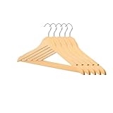 Supercap Holz-Kostenaufhänger, rutschfest, vielseitig, Kleiderbügel, Kleiderbügel, für Hemden, Jacken, Kleider, Hosen, Vintage-Holzbügel, 5 Stück, Wollfarbe