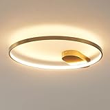 KOSILUM – Deckenleuchte Design Kreis Gold 50 cm – Evelia – Licht warmweiß Beleuchtung Wohnzimmer Schlafzimmer Küche Flur – 20 W – 3400 lm – integrierte LED – IP20